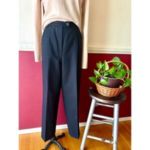 Vintage Harve Benard 100% Wool Trousers Black High Waist Pleated Dress Slacks 14